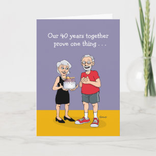 Tarjeta divertida del 40 aniversario para la espos
