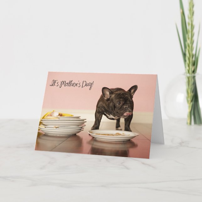 Tarjeta divertida del día de madre del bulldog (Anverso)