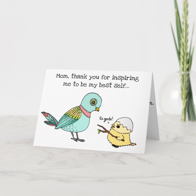 Tarjeta divertida del día de madre del pájaro de (Anverso)