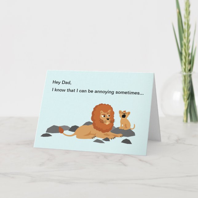 Tarjeta divertida del día de padre del león (Anverso)
