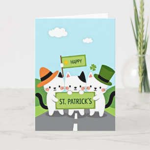 Tarjeta divertida del día de San Patricio de gatos