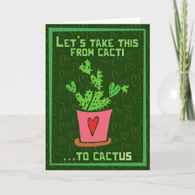 Tarjeta divertida del día de San Valentín de Cacti (Anverso)