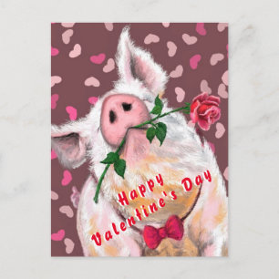 Tarjeta divertida del día de San Valentín de cerdo
