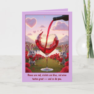 Tarjeta divertida del Día de San Valentín de vino