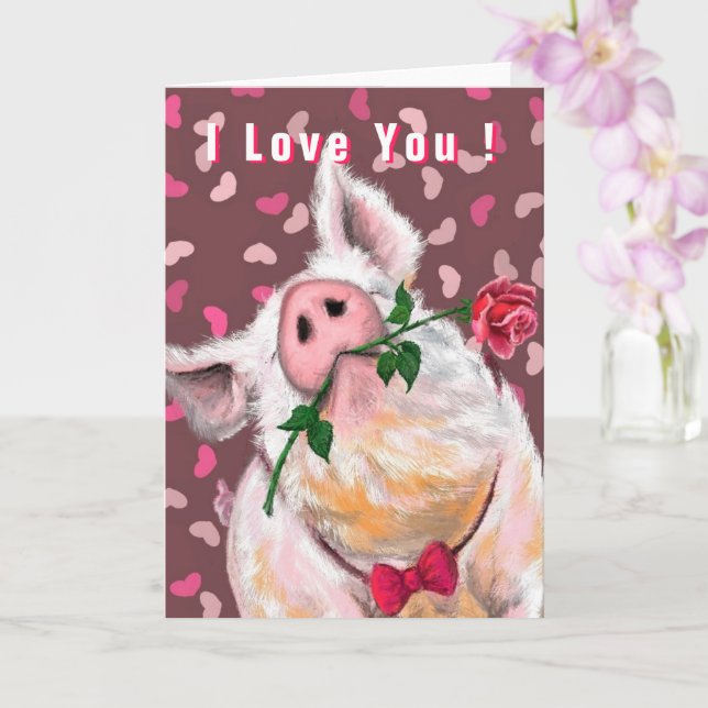 Tarjeta divertida del Día de San Valentín del cerd (Orquídea)