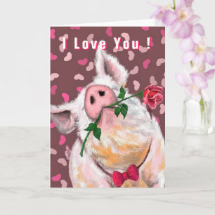 Tarjeta divertida del Día de San Valentín del cerd