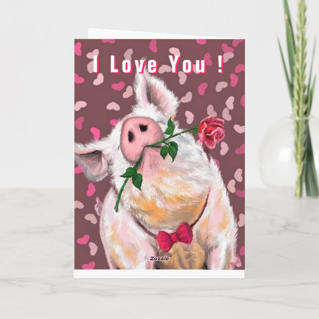 Tarjeta divertida del Día de San Valentín del cerd (Reverso)
