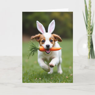 Tarjeta divertida del día del cachorro feliz