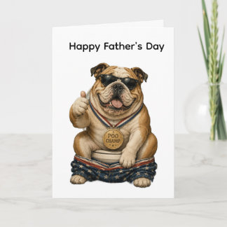 TARJETA DIVERTIDA DEL DÍA DEL PADRE CON BULLDOG IN