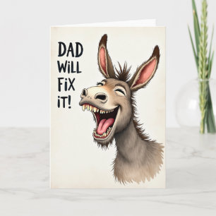 Tarjeta Divertida del Día del Padre con Burro