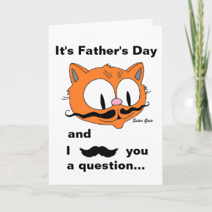 Tarjeta divertida del Día del Padre con gato bigot