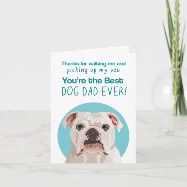 Tarjeta divertida del Día del Padre de Bulldog Ing (Anverso)