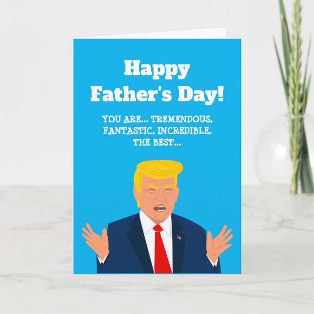 Tarjeta divertida del Día del Padre de Trump caric (Anverso)