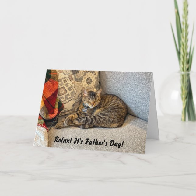 Tarjeta divertida del Día del Padre para gato (Anverso)