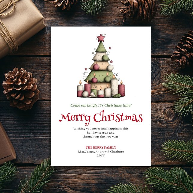 Tarjeta divertida editable de árbol de Navidad (Funny editable Christmas tree greeting card

)