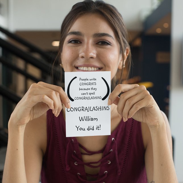 Tarjeta Divertida Felicitaciones Personalizadas Felicidade (Funny Custom Congratulations Congrats Humor Quote Card)