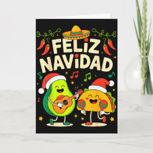 Tarjeta Divertida Feliz Navidad Aguacate Tacos Navidad Mex