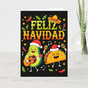 Tarjeta Divertida Feliz Navidad Aguacate Tacos Navidad Mex
