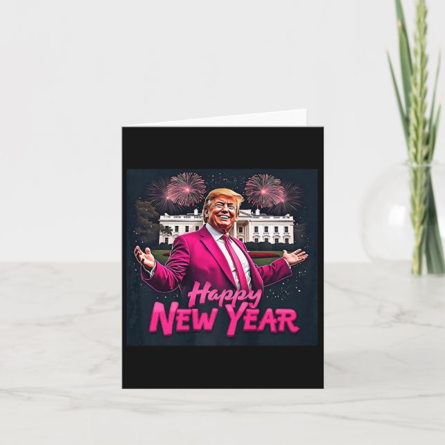 Tarjeta Divertida fiesta de año nuevo de Trump 2025 Trump  (Anverso)