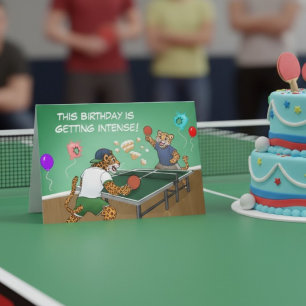 Tarjeta Divertida Fiesta de Cumpleaños de Ping Pong con Ja