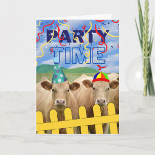 Tarjeta Divertida fiesta de cumpleaños hasta que las vacas