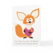 Tarjeta divertida Fox y Heart El día de San Valent