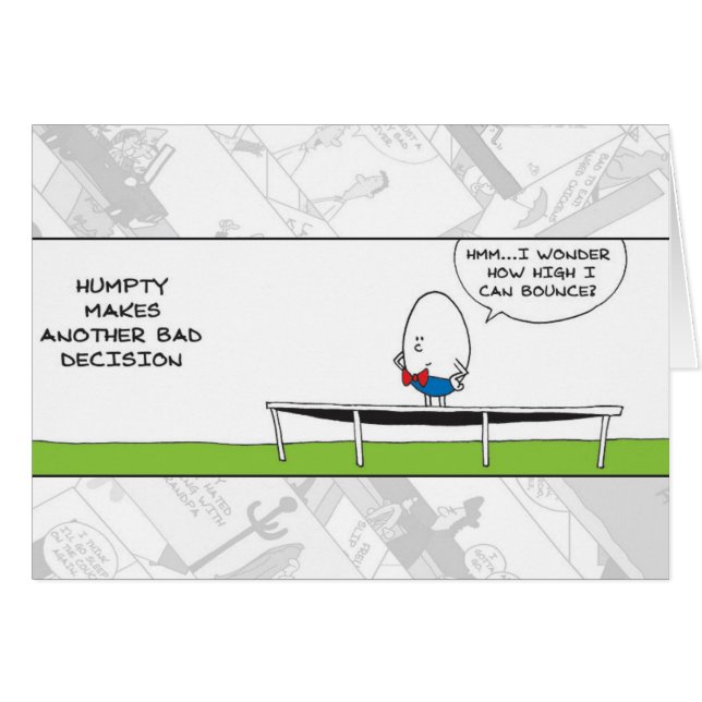 Tarjeta divertida - Humpty Dumpty Bad Decisions (Anverso (Horizontal))