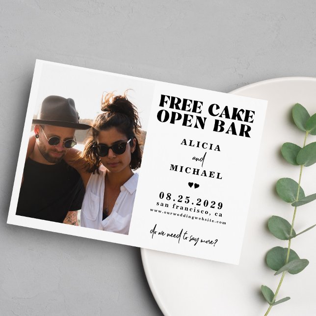 Tarjeta divertida moderna y simple de boda para gu (Subido por el creador)