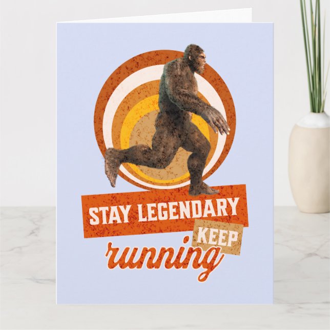 Tarjeta Divertida Motivación para Correr de Bigfoot (Anverso)