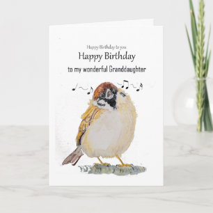 Tarjeta Divertida Nieta Feliz Cumpleaños Gorrión Pájaro