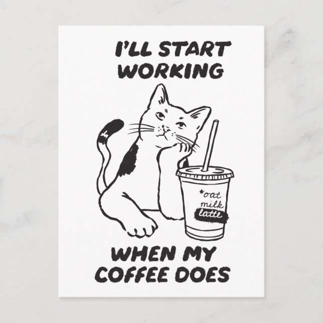 Tarjeta divertida para amantes de gatos y café (Anverso)