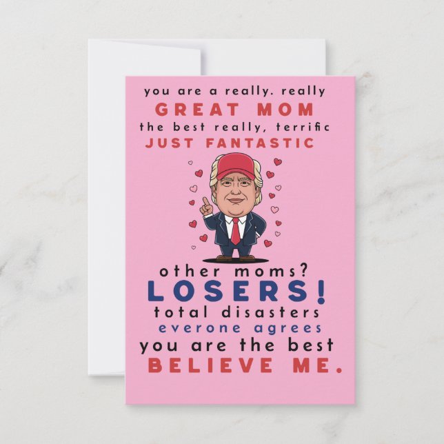 Tarjeta divertida para mamá de Hija, Hijo, Niños. (Anverso)