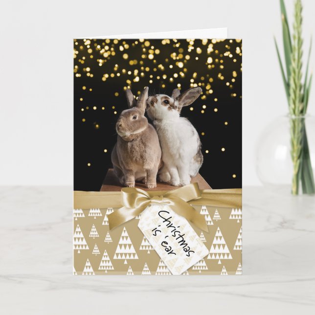 Tarjeta divertida para Navidades conejitas (Anverso)