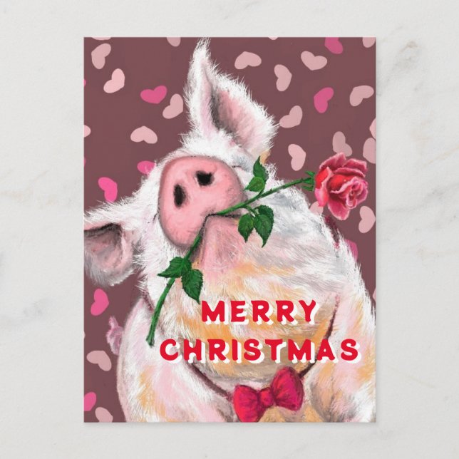Tarjeta divertida para Navidades de cerdo (Anverso)