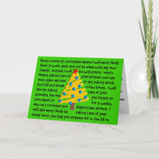 Tarjeta divertida para Navidades de enfermería (Anverso)