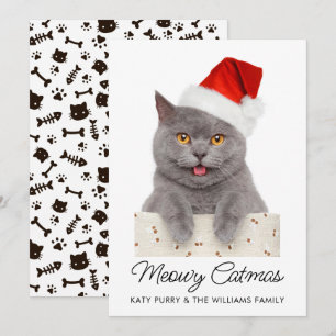 Tarjeta divertida para Navidades de fotos de gatos