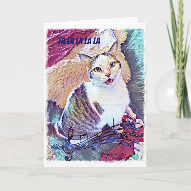 Tarjeta divertida para Navidades gatos (Anverso)