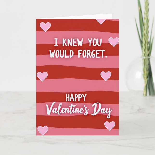Tarjeta divertida para olvidar el Día de San Valen (Anverso)