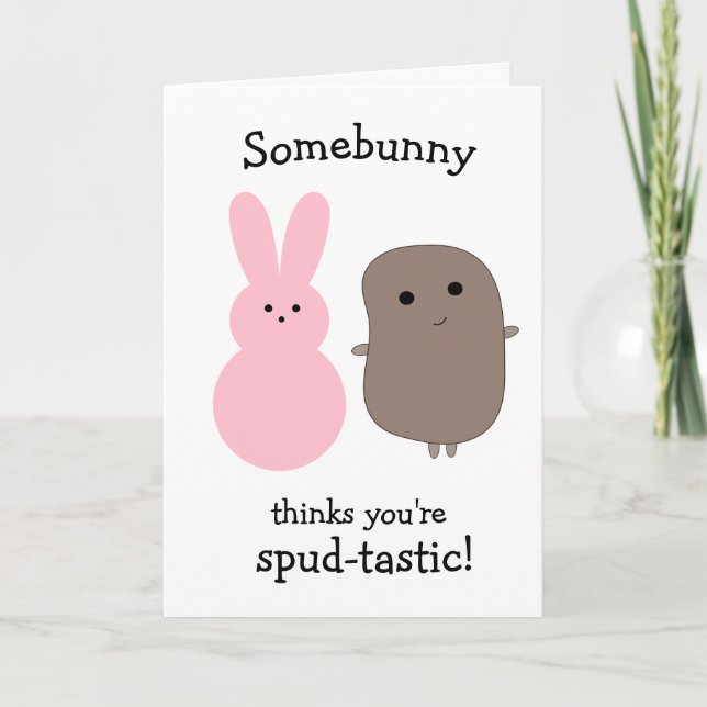 Tarjeta Divertida Pascua de Bunny Pink (Anverso)