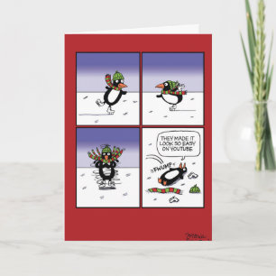 Tarjeta divertida patinadora del navidad del