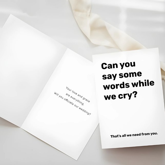 Tarjeta Divertida propuesta de funcionario Boda - digan al (Funny Wedding Officiant Proposal – Say Some Words Card)