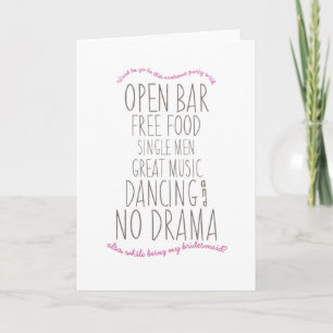 Tarjeta divertida: Sea mi dama de honor