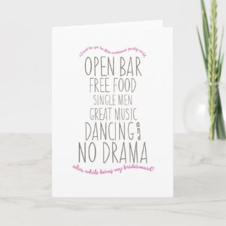 Tarjeta divertida: Sea mi dama de honor