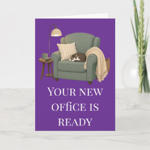 Tarjeta Divertida Silla Acogedora de Jubilación Gato Humor
