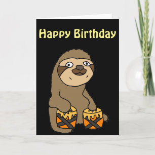 Tarjeta Divertida Sloth jugando los tambores de Bongo