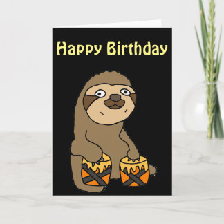 Tarjeta Divertida Sloth jugando los tambores de Bongo