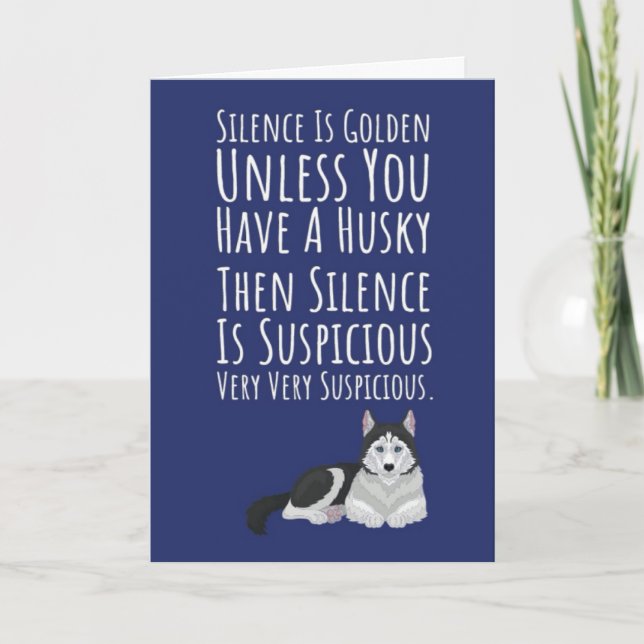Tarjeta Divertida y Adorable de Husky Siberiano Du (Anverso)