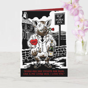 Tarjeta divertida y linda de cerdo para el Día de 