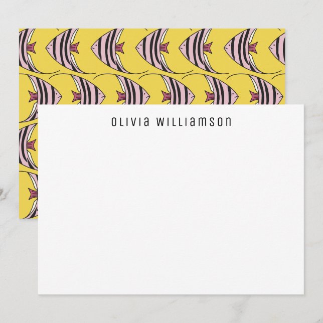 Tarjeta divertida y original de pez ángel amarillo (Anverso / Reverso)