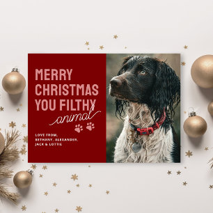 Tarjeta divertida y sucia de Navidad para mascotas